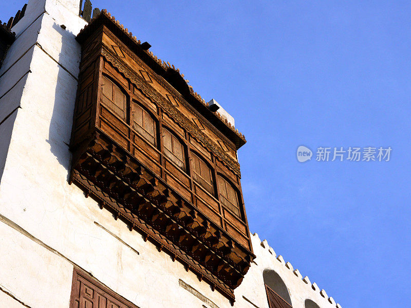 Al Balad区- rowshan阳台，典型的hedjazi建筑-历史吉达，沙特阿拉伯-联合国教科文组织世界遗产